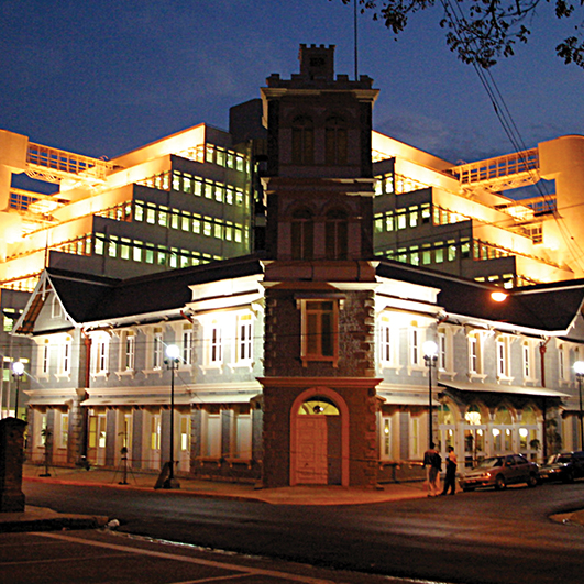 National Library of Trinidad & Tobago photographed at night